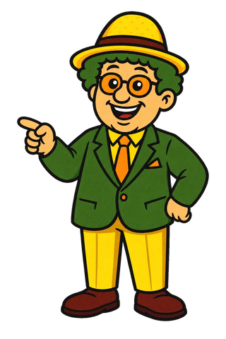 Tio, the NRChia mascot, pointing